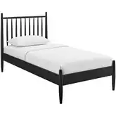 Zane Twin Spindle Bed in Black Finish Wood