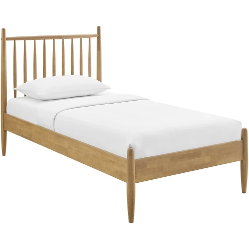 Zane Twin Spindle Bed in Light Oak Brown Finish Wood