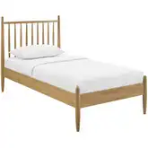 Zane Twin Spindle Bed in Light Oak Brown Finish Wood
