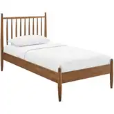 Zane Twin Spindle Bed in Walnut Brown Finish Wood