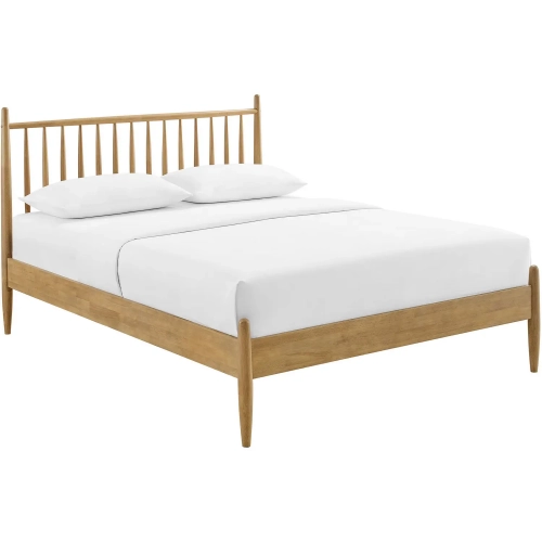 Zane Queen Spindle Bed in Light Oak Brown Finish Wood