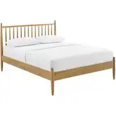 Zane Queen Spindle Bed in Light Oak Brown Finish Wood