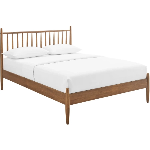 Zane Queen Spindle Bed in Walnut Brown Finish Wood
