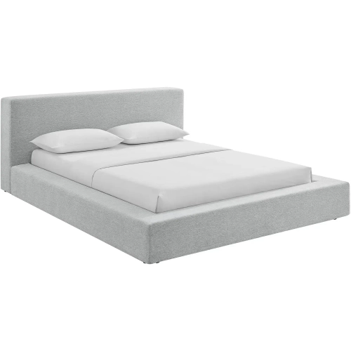 Luma Queen Platform Bed in Light Gray Chenille Fabric