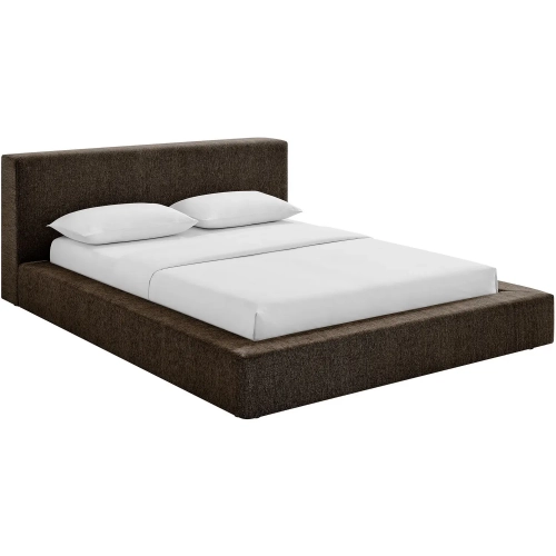 Luma Queen Platform Bed in Java Chenille Fabric