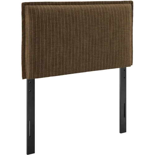 Camille Twin Headboard in Earth Brown Stripe Linen Blend Fabric