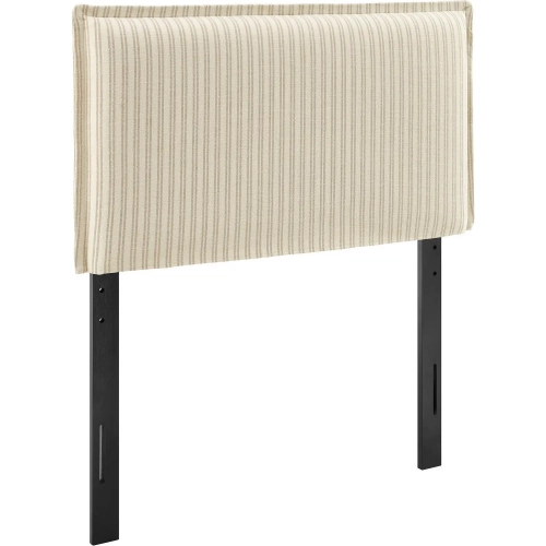 Camille Twin Headboard in Oatmeal Brown Stripe Linen Blend Fabric