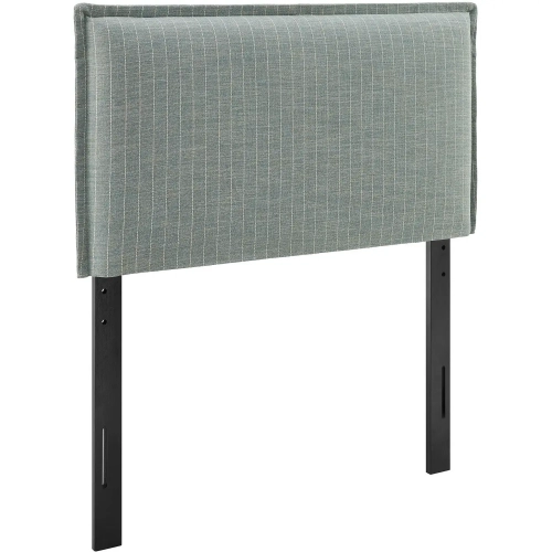 Camille Twin Headboard in Spa Blue Stripe Linen Blend Fabric