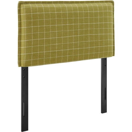 Camille Twin Headboard in Artichoke Yellow Windowpane Check Linen Fabric