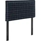 Camille Twin Headboard in Denim Gray Windowpane Check Linen Fabric