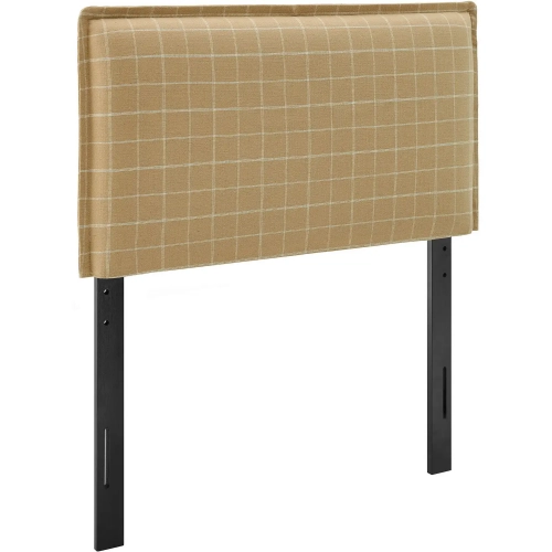 Camille Twin Headboard in Hemp Brown Windowpane Check Linen Fabric