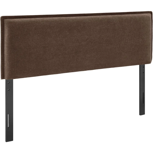 Camille Full Headboard in Cocoa Brown Linen Blend Fabric