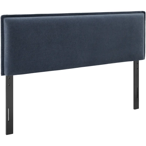Camille King Headboard in Denim Blue Linen Blend Fabric