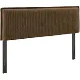 Camille King Headboard in Earth Brown Stripe Linen Blend Fabric