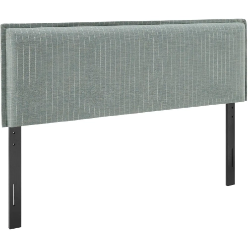 Camille King Headboard in Spa Blue Stripe Linen Blend Fabric