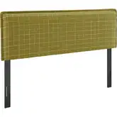 Camille King Headboard in Artichoke Brown Windowpane Check Linen Fabric