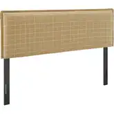Camille King Headboard in Hemp Brown Windowpane Check Linen Fabric