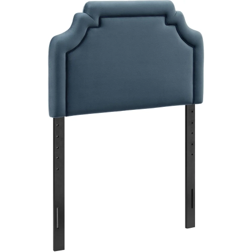 Magnolia Twin Headboard in Cadet Blue & Midnight Blue Performance Velvet