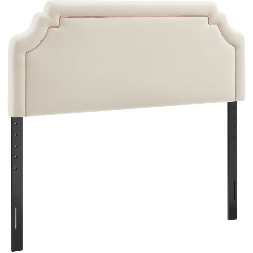 Magnolia Queen Headboard in Alabaster & Pink Performance Velvet