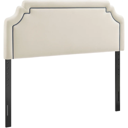 Magnolia King Headboard in Alabaster & Cadet Blue Performance Velvet