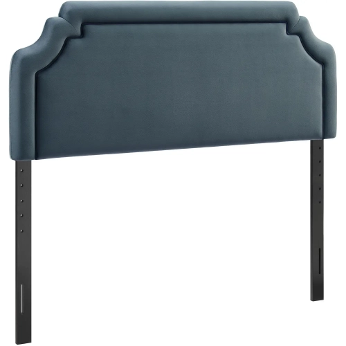 Magnolia King Headboard in Cadet Blue & Midnight Blue Performance Velvet