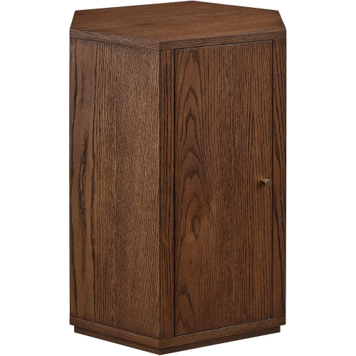 Kade Faceted Side Table in Walnut Brown Wood