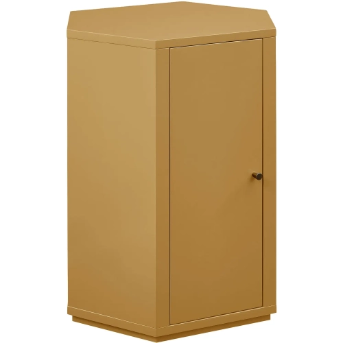 Kade Faceted Side Table in Semi Gloss Mustard Yellow Finish