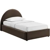 Resort Twin Arched Storage Bed in Chocolate Brown Performance Velvet