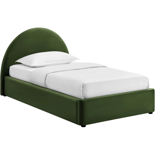 Resort Twin Arched Storage Bed in Moss Green Performance Velvet