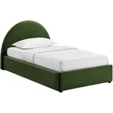 Resort Twin Arched Storage Bed in Moss Green Performance Velvet