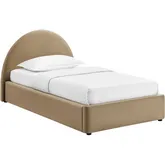 Resort Twin Arched Storage Bed in Taupe Brown Performance Velvet