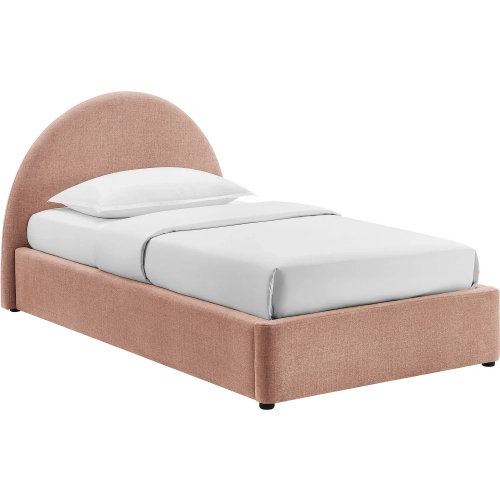 Resort Twin Arched Storage Bed in Blush Brown Fabric