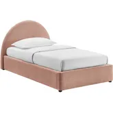Resort Twin Arched Storage Bed in Blush Brown Fabric