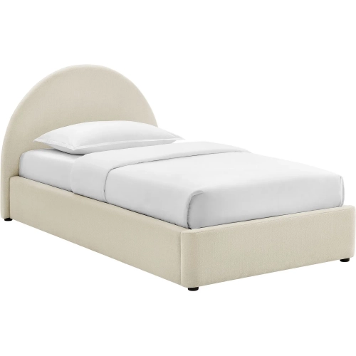 Resort Twin Arched Storage Bed in Ecru White Fabric