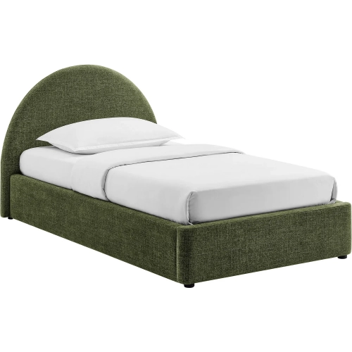 Resort Twin Arched Storage Bed in Foliage Green Fabric
