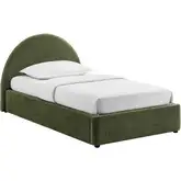 Resort Twin Arched Storage Bed in Foliage Green Fabric