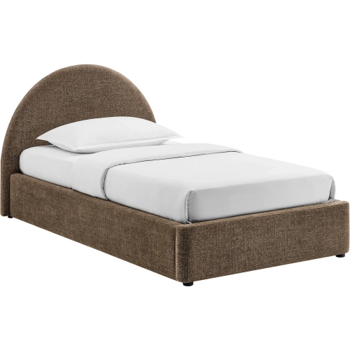 Resort Twin Arched Storage Bed in Mocha Brown Fabric
