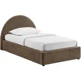 Resort Twin Arched Storage Bed in Mocha Brown Fabric