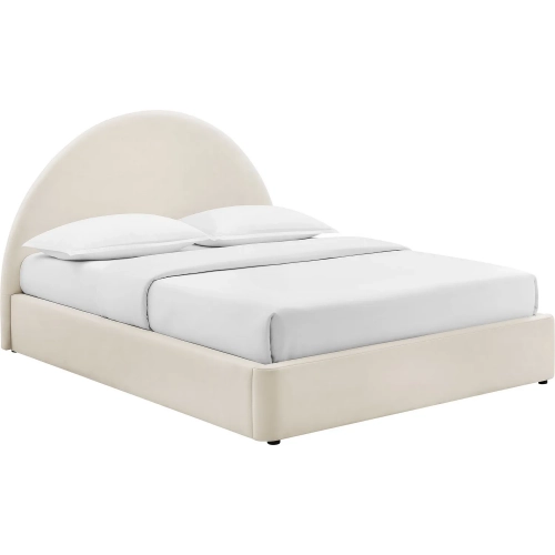 Resort Full Arched Storage Bed in Alabaster Brown Performance Velvet
