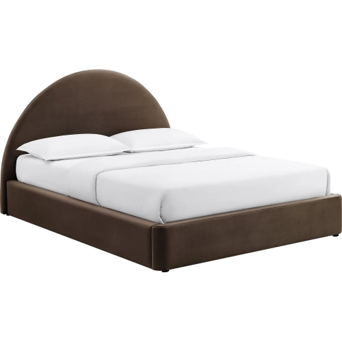 Resort Queen Arched Storage Bed in Chocolate Brown Performance Velvet