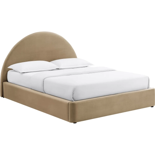 Resort Queen Arched Storage Bed in Taupe Brown Performance Velvet