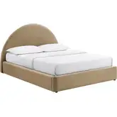 Resort Queen Arched Storage Bed in Taupe Brown Performance Velvet