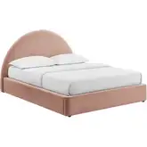 Resort Queen Arched Storage Bed in Blush Brown Fabric