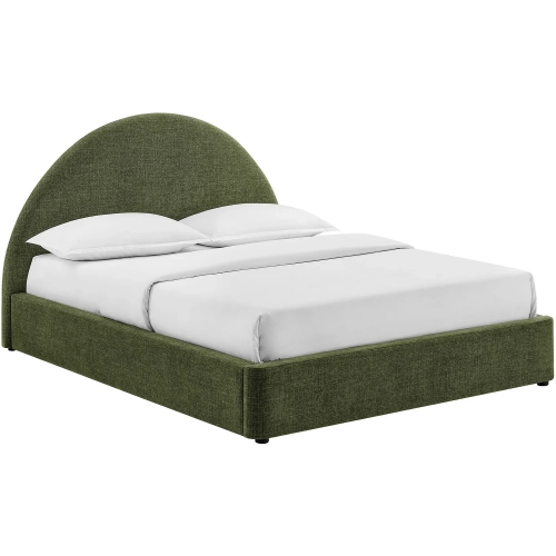 Resort Queen Arched Storage Bed in Foliage Green Fabric