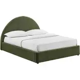Resort Queen Arched Storage Bed in Foliage Green Fabric