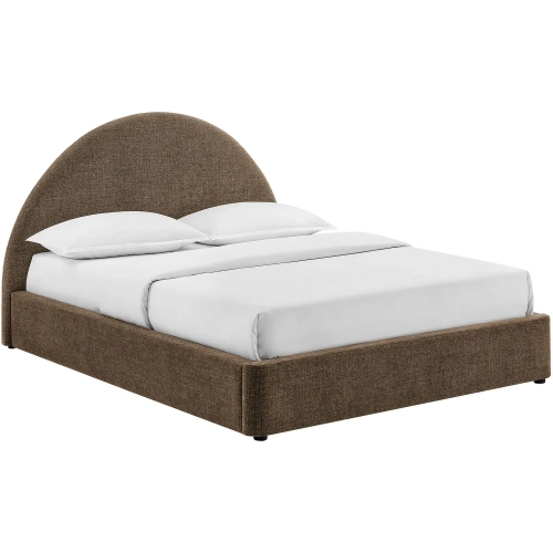 Resort Queen Arched Storage Bed in Mocha Brown Fabric