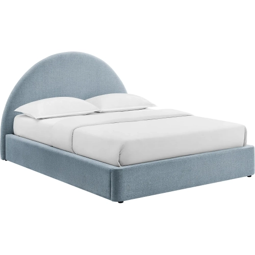 Resort Queen Arched Storage Bed in Sky Blue Fabric