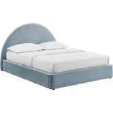 Resort Queen Arched Storage Bed in Sky Blue Fabric