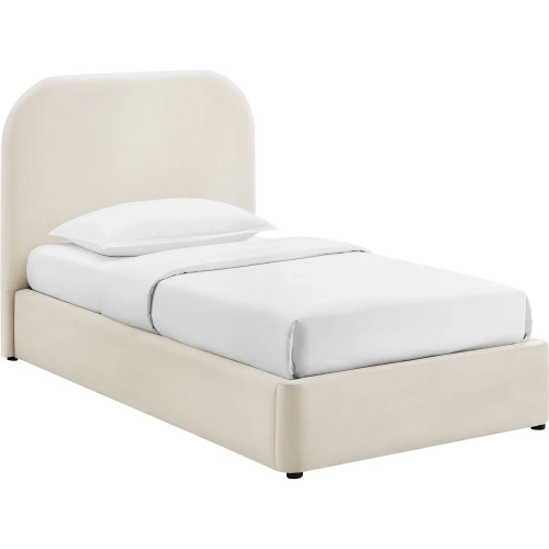 Keynote Twin Storage Bed in Alabaster Brown Performance Velvet