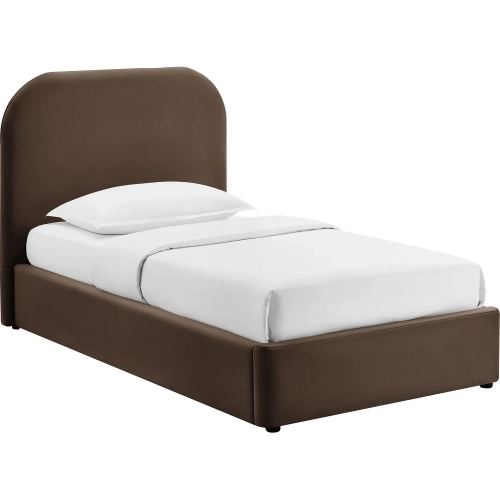 Keynote Twin Storage Bed in Chocolate Brown Performance Velvet